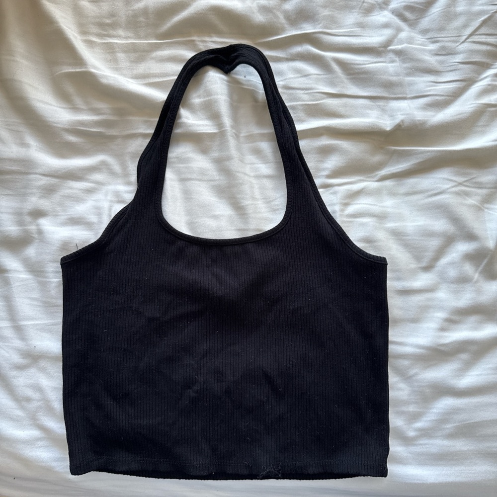 Active USA Black Ribbed Top